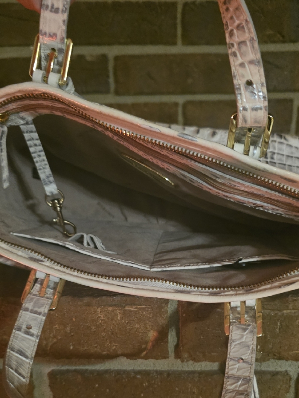 Brahmin Mini Asher Leather Satchel/Shoulder Bag White - Picture 4 of 8